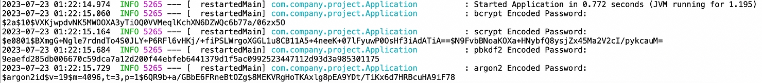 Result of sample KDF code using spring-security-crypto