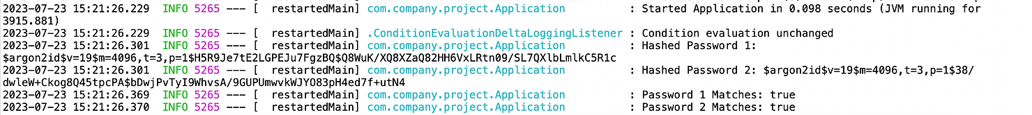 Result of sample KDF code for user password matching using spring-security-crypto