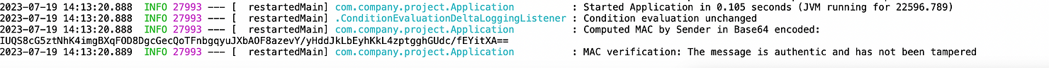 Log output of the above code