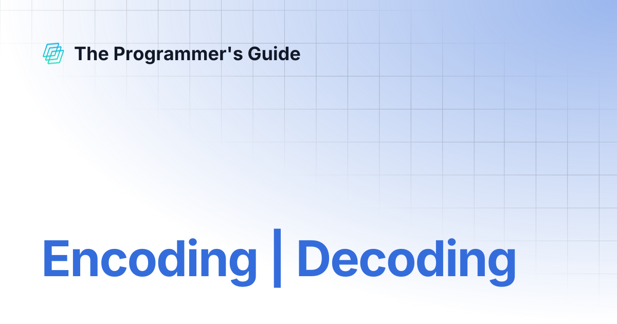 Encoding | Decoding | The Programmer's Guide